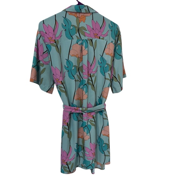 Lulus Totally Tropical Light Green Floral Print Button-Up Shirt Dress size XL - Picture 5 of 12